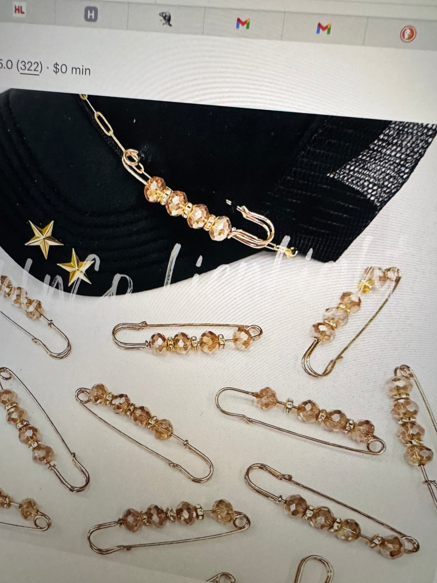 Brown Crystal Pin Trucker Hat Bling Chains Accessories Charm