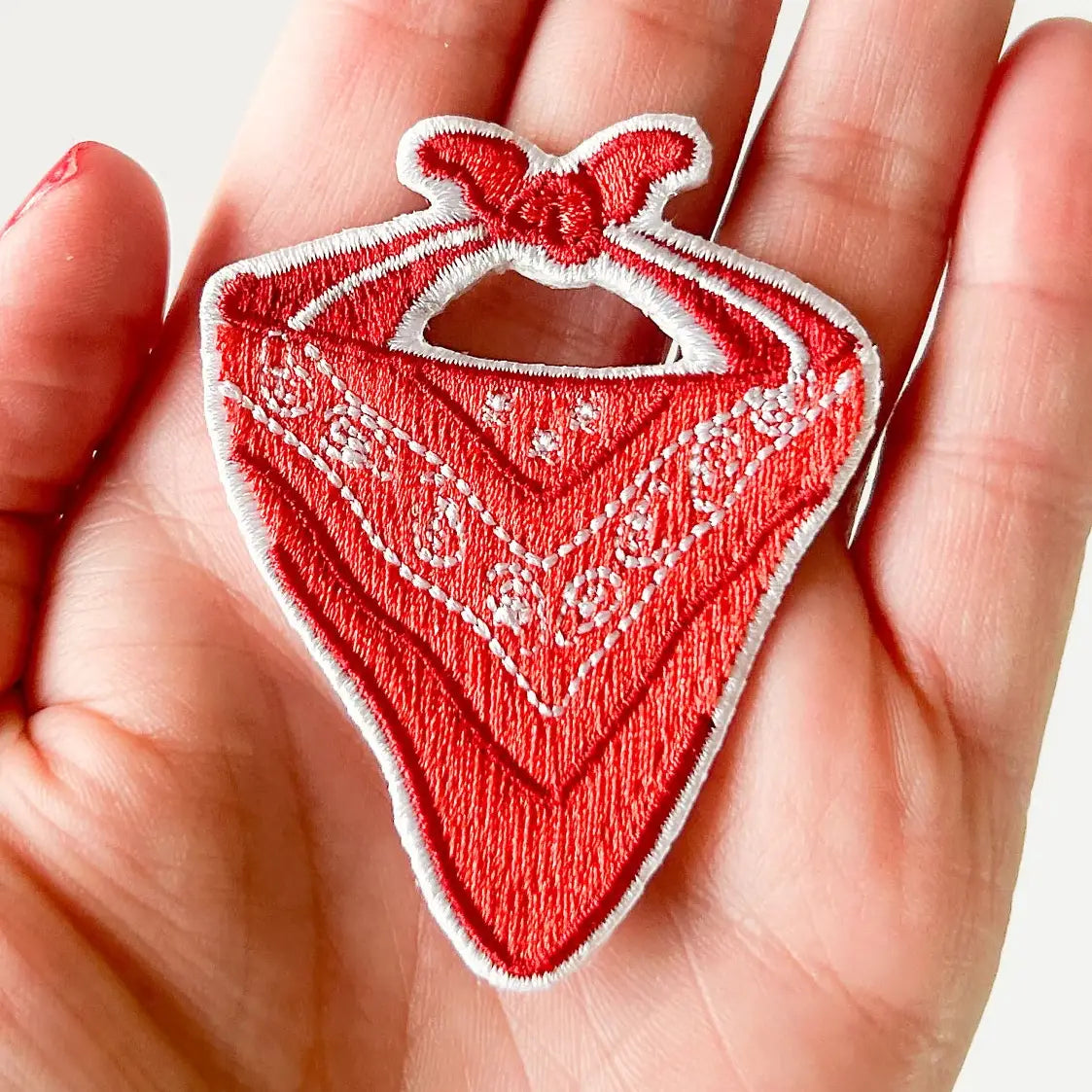 Red Bandana Patch Embroidered Iron-On Patch