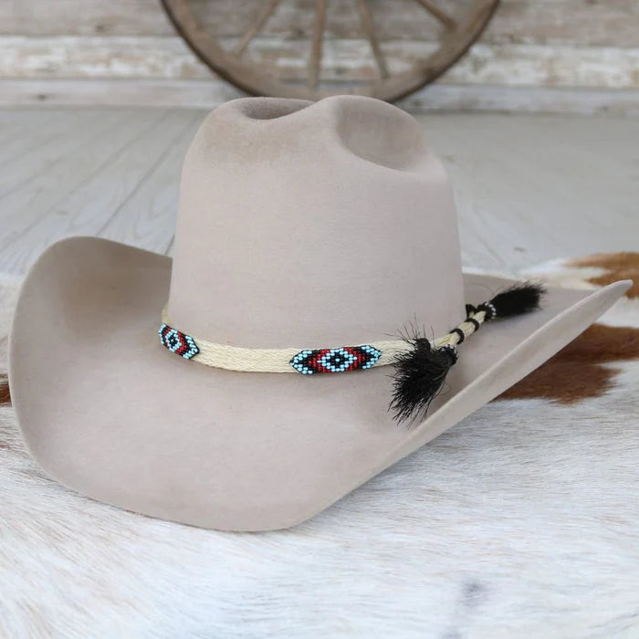 Genuine Horsehair 5 Strand Beaded Hat Band with Double Tassel - Cheval - Willow Lane