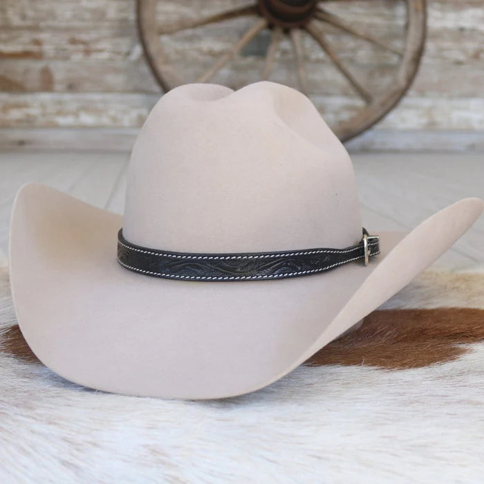 Western Black Leather Hat Band - Cash - Willow Lane