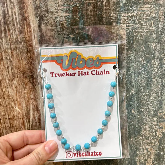 Turquoise Beaded Trucker Hat Chain | Hat Band | Hat Chain |