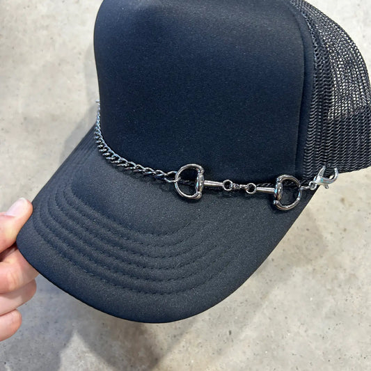 Black, Snaffle Bit Trucker Hat Chain | Western | Rodeo | Hat Bar