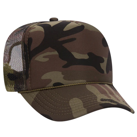 Foam Trucker Hat Green/Camo Mesh Baseball Hat