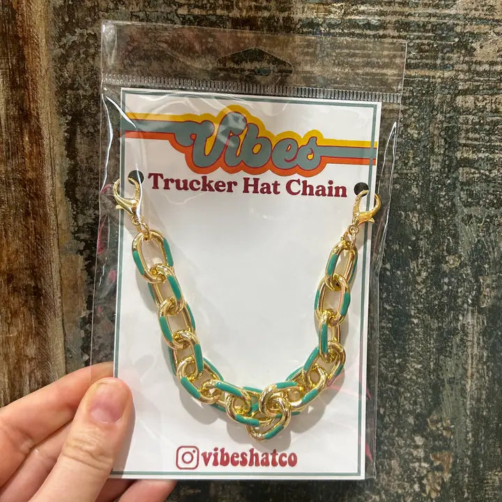 Chunky Teal Enamel Dipped Trucker Chain | Hat Band