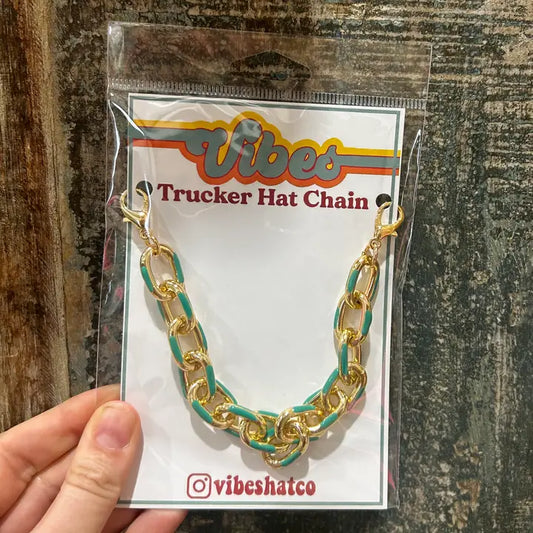 Chunky Teal Enamel Dipped Trucker Chain | Hat Band