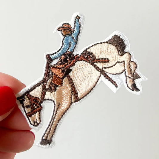 Bucking Bronco Patch Embroidered Iron-On Patch Rodeo Horse