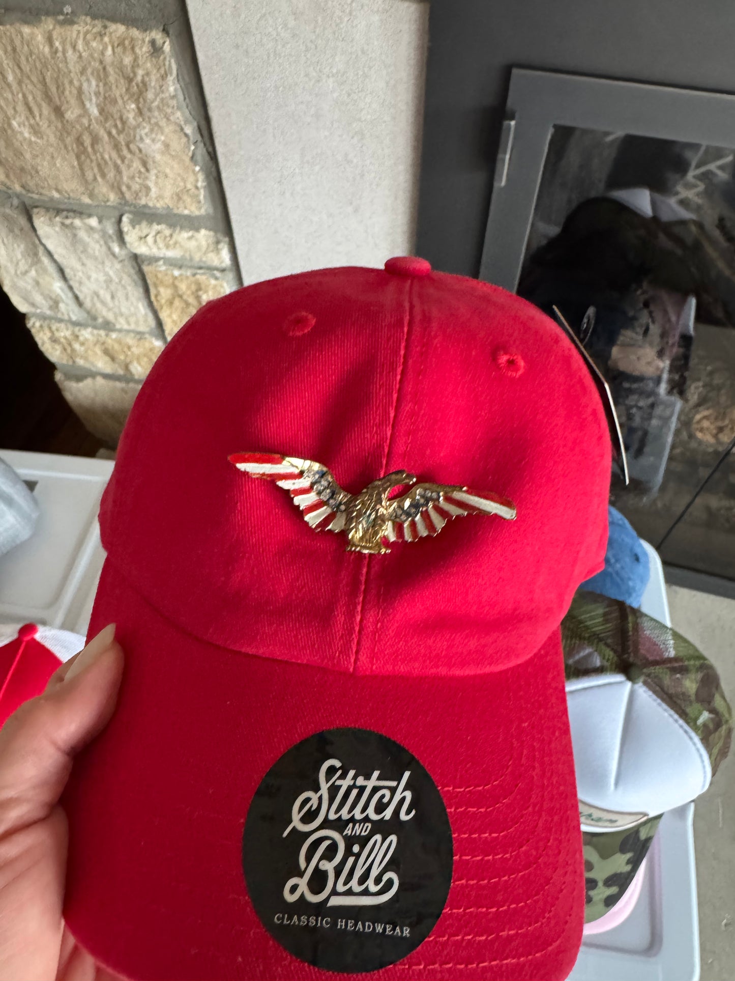 Eagle Pin/ Red Baseball Hat