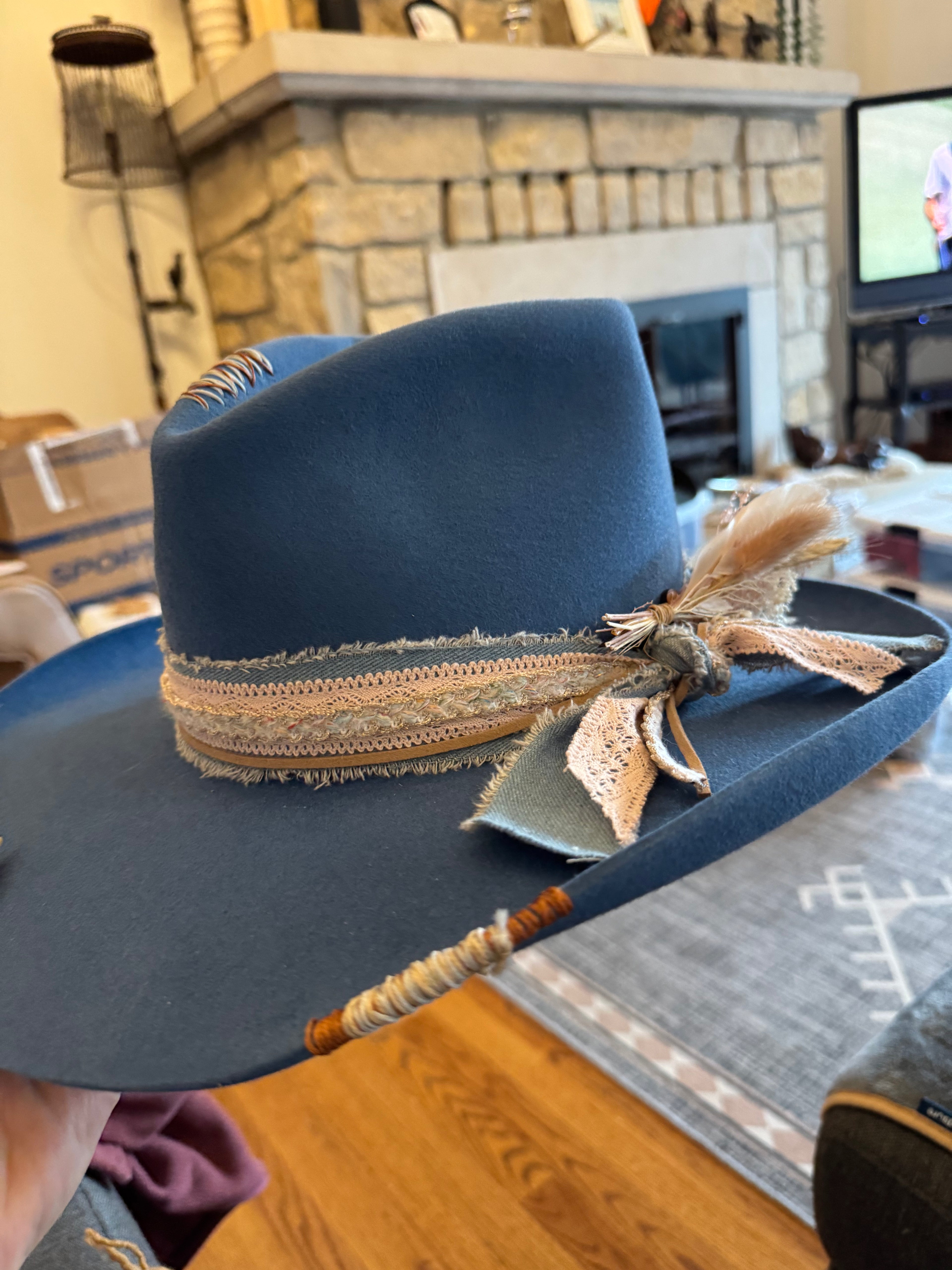 100% Rabbit Western Weight Fedora with Stiching Cowboy Hat