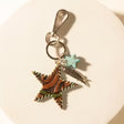 Moonlight Bay Star Hand tooled Leather Key Fob in Amber Turquoise