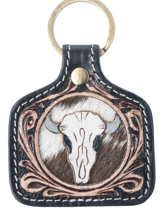 Dusthorn Relic Handtooled Leather Key fob in Wood Brown