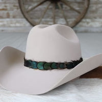 Iridescent Green Feather Hat Band - Ridge - Willow Lane