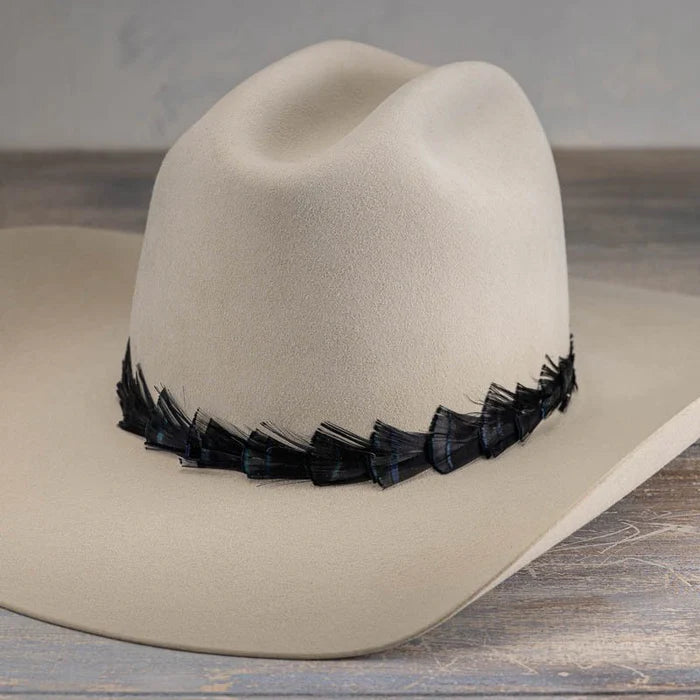 Iridescent Black Feather Hat Band - Sable - Willow Lane