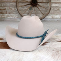 Aqua Braided Leather Hat Band - Willow Lane
