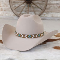 Beaded Hat Band Turquoise Diamond & Bronze - Willow Lane