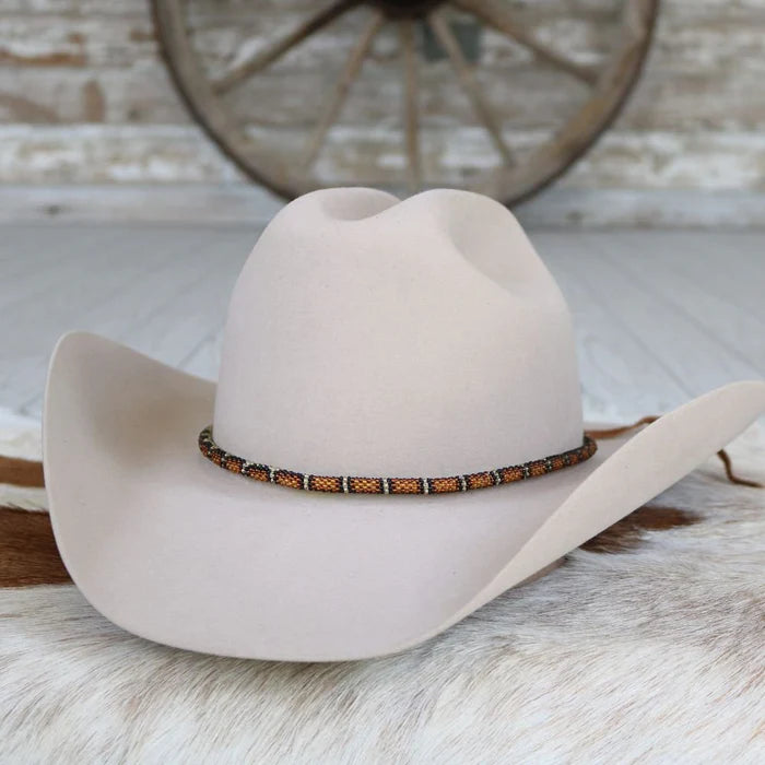 Round Orange Snake Beaded Hat Band - Willow Lane