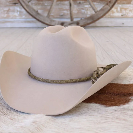 Olive Green Leather Hat Band - Willow Lane